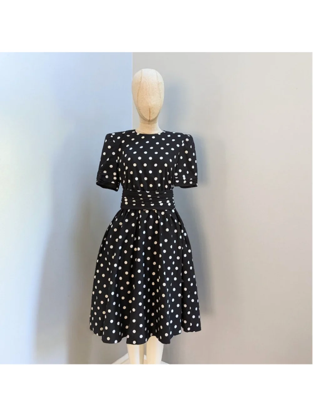 The Kollection Ltd. Vintage Black and White Polka Dot Dress Size 6